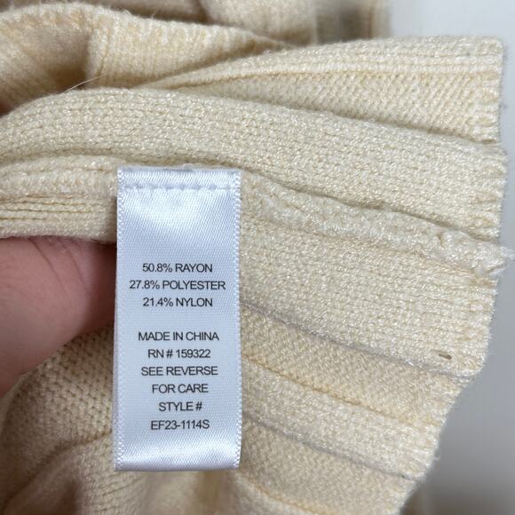 EVEREVE McKinnon Bell Sleeve Pullover Cable Knit Sweater Cream Ivory Sz XL {3D4} - Picture 6 of 6